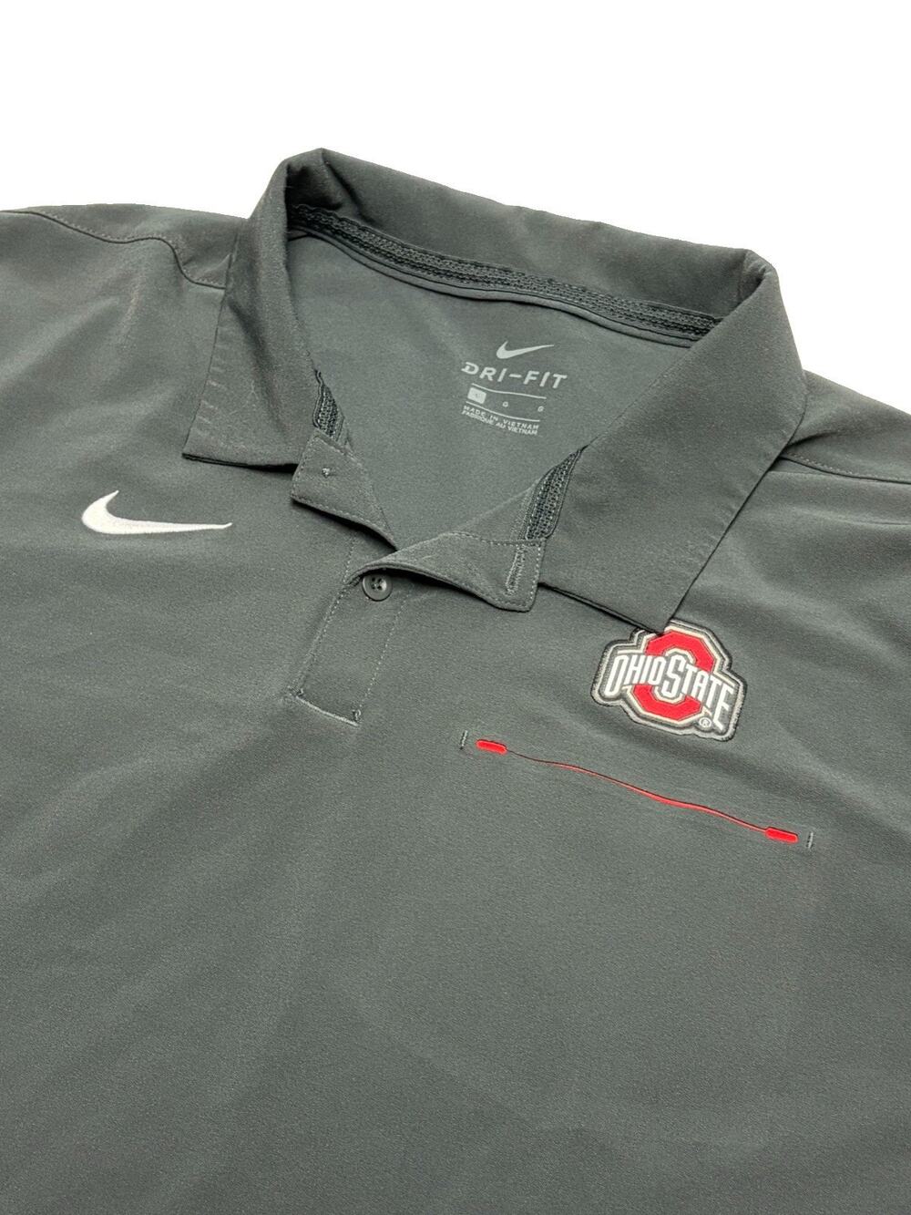 Charcoal Nike Dri-Fit Ohio State Buckeyes Short Sleeve Polo Shirt Men's L Large
